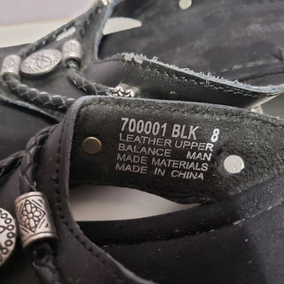 Minnetonka Black Leather Women's Slip On Sandals Sz 8 - Picture 2 of 8